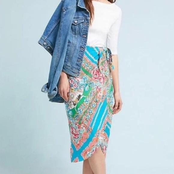 Anthropologie Vibrant Floral Swim Sarong - Blue, Green, Pink - Picture 2 of 12